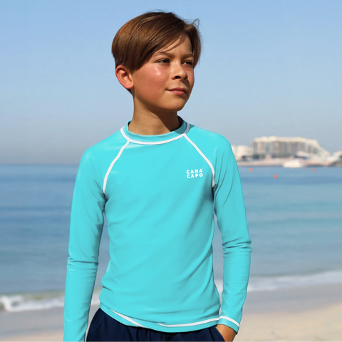CAMERON BOYS RASH VEST - TURQUOISE