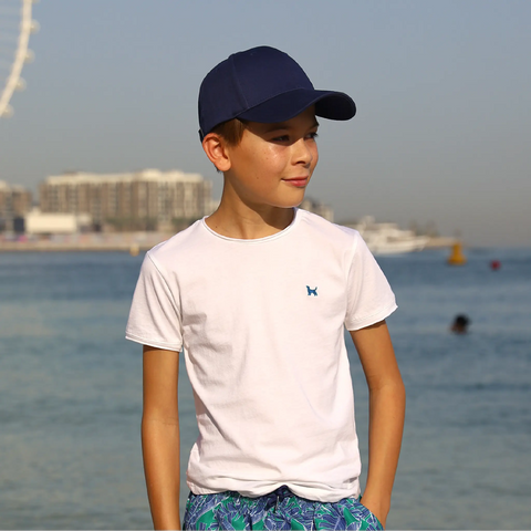 PETE JNR TEE - WHITE/NAVY