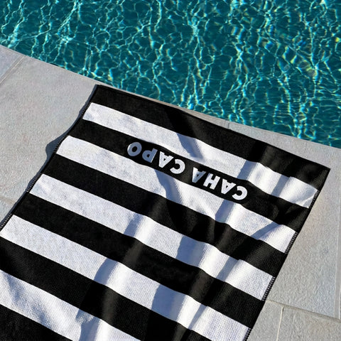 SANDY TOWEL - CORAL - BLACK