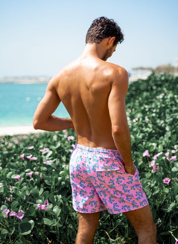 The Az are essential CAHA CAPO boardshorts in Coral print. Part of the CAHA CAPO men's swimwear collection.