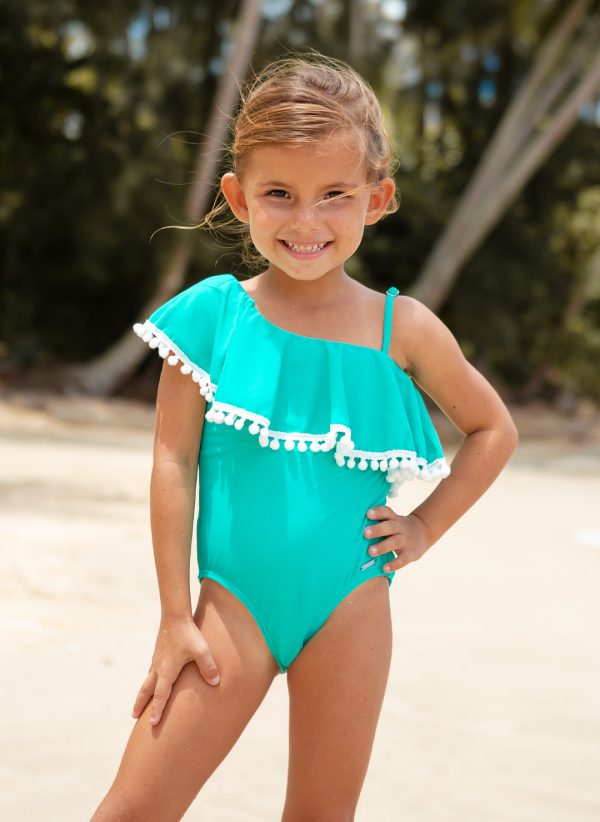 The Pippa Mini Capo One Piece swimsuit by CAHA CAPO is part of our girl's swimwear collection, an essential Turquoise One Piece.