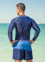 The Sunny by CAHA CAPO is a Men’s rash vest in navy and part of our men’s swimwear collection, Made in UPF50+ fabric.