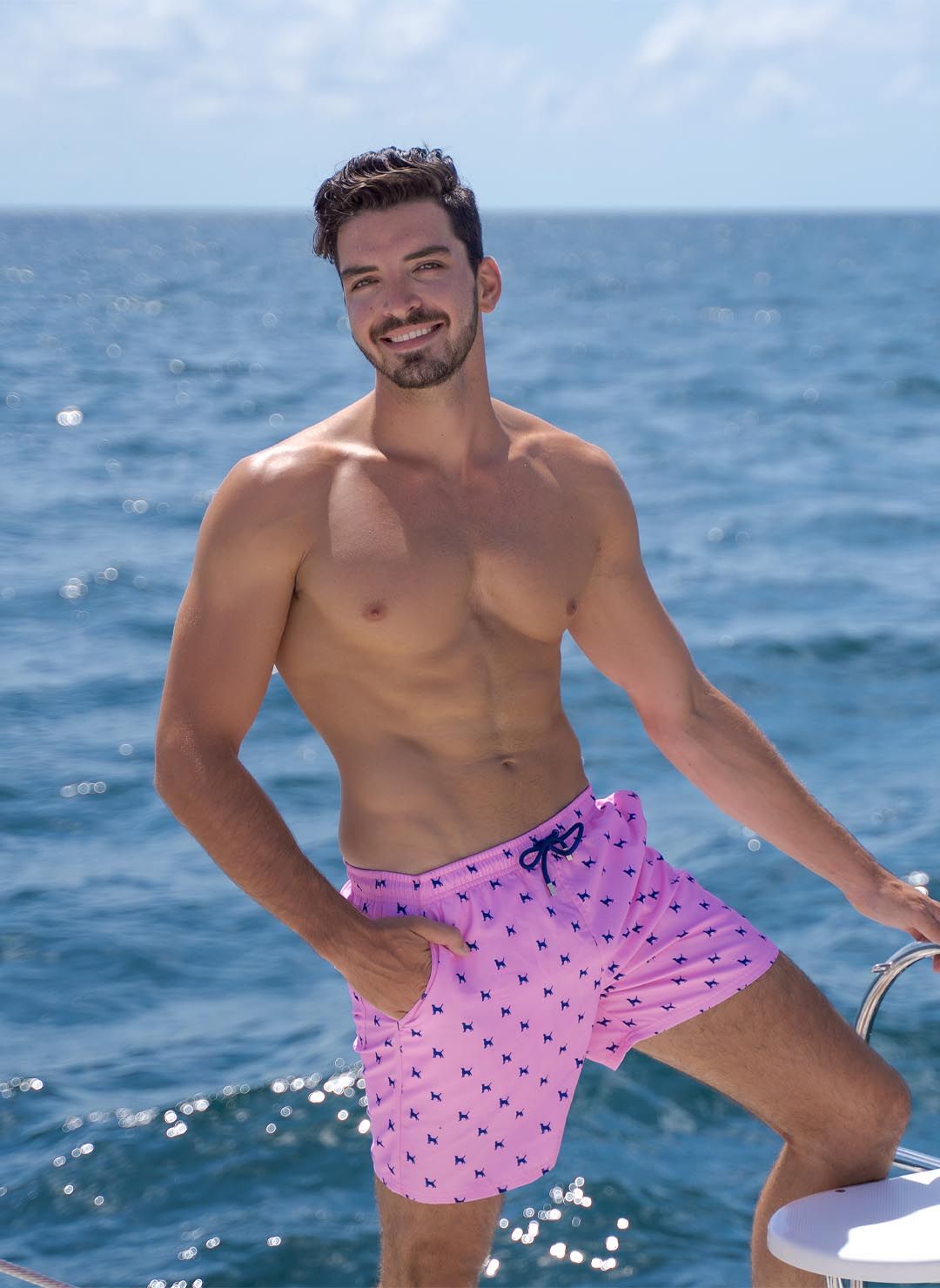 The Az are essential CAHA CAPO boardshorts in Archie Pink. Part of the CAHA CAPO men's swimwear collection.