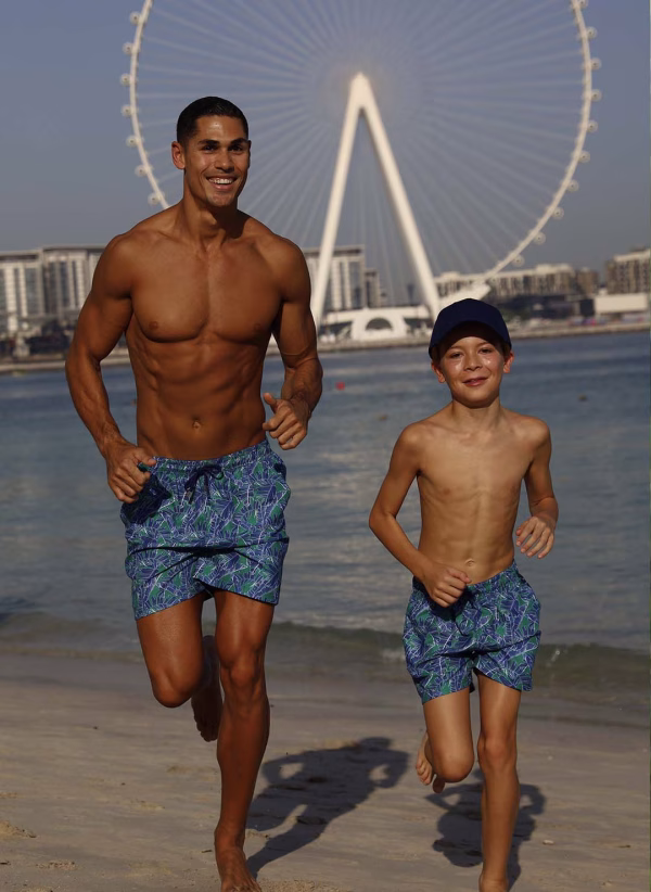 THE RAINFOREST-GREEN BOARDSHORTS SET